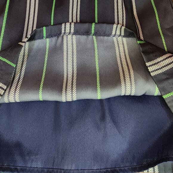 Beautifully Couture Blue Green Striped Sleeveless Lined V-Neck Dress, Small - Picture 5 of 8